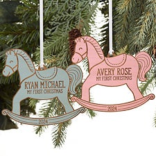My 1st Christmas Rocking Horse Personalized Baby Ornament  - 22741