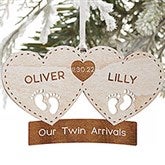 Personalized Twins First Christmas Ornament - Twin Arrival - 22742
