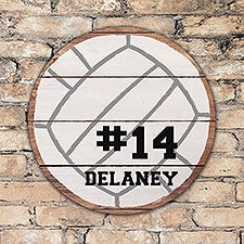 Personalized Round Wood Volleyball Sign - 22813