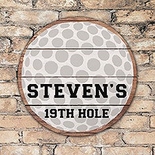 Personalized Round Wood Golf Sign - 22814