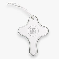 Personalized Logo Clear Glass Cross Ornament - 22835