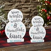 Winter Wishes & Snowflake Kisses Personalized Wooden Snowman - 22853