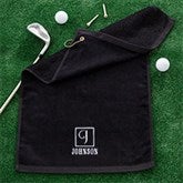 Embroidered Monogrammed Black Golf Towel - 22864