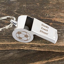 Custom Engraved Coach Whistle Keychain - 22868