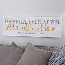 Happily Ever After Mr & Mrs Personalized Canvas Print - 22932