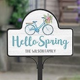 Personalized Hello Spring Garden Sign - Floral Bicycle - 23110