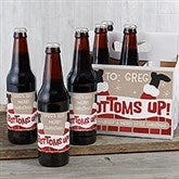 Bottoms Up Christmas Personalized Beer Bottle Labels & Carrier - 23167