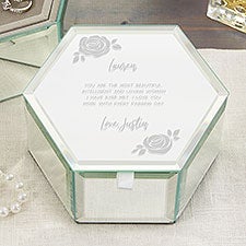 Personalized Engraved Jewelry Box - Romantic Floral - 23172