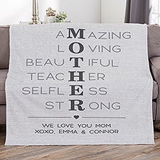 Mother Acronym Personalized Mothers Day Blankets - 23185