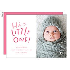 Hi Little One Custom Photo Baby Girl Birth Announcements - 23191