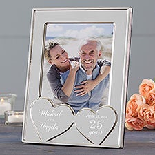 Anniversary Hearts Personalized Silver Picture Frame - 23229