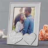 Engraved Silver Picture Frame - Romantic Hearts - 23230