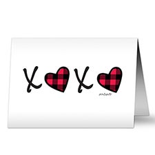 XoXo Plaid Heart Personalized Greeting Cards - 23421