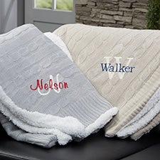 Personalized Knit Throw Blanket -  Name & Initial - 23433