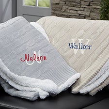 Personalized Knit Throw Blanket -  Name  Initial - 23433
