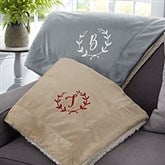 Custom Embroidered Sherpa Blankets -  Floral Wreath - 23466