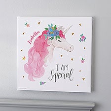Personalized Watercolor Unicorn Canvas Wall Art - 23522