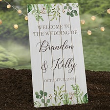 Personalized Standing Wood Wedding Sign - Laurels of Love - 23581