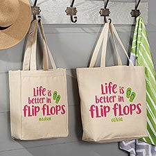 Life Is Better In Flip Flops Personalized Canvas Tote Bags - 23653