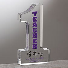 #1 Teacher Personalized Colored Keepsake Award - 23692