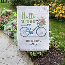 Personalized Summer Garden Flag - Floral Bicycle - 23724