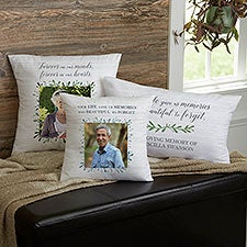 Personalized Memorial Photo Throw Pillows - Botanical Memorial - 23759