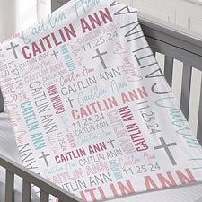 Baby Girls Christening Day Personalized Baby Blankets - 23766