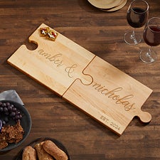 Custom Engraved Puzzle Piece Cutting Board - Couples Kitchen - 23782