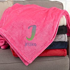 Ombre Initial & Name Personalized Fleece Blankets - 24082