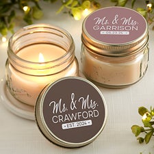 Stamped Elegance Wedding Personalized Mason Jar Candle Favors - 24143