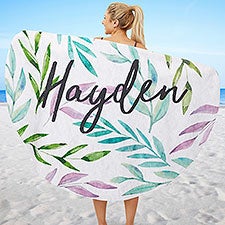 Personalized Round Beach Towels - Botanical Palms - 24161
