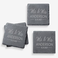 Elegant Custom Engraved Slate Coaster Wedding Favors - 24171