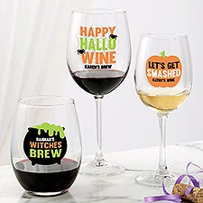 Personalized Halloween Wine Glasses - Lets Get Smashed - 24172