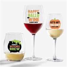 Personalized Halloween Wine Glasses - Lets Get Smashed - 24172