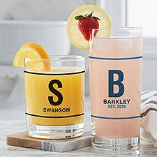 Initial & Name Personalized Everyday Drinking Glasses - 24188