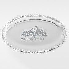 Mariposa String of Pearls Personalized Logo Oval Serving Tray  - 24276