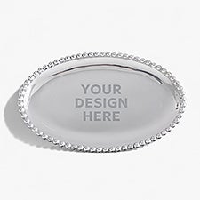 Mariposa String of Pearls Personalized Logo Oval Serving Tray  - 24276