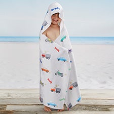 Modes of Transportation Personalized Kids Hooded Beach  Pool Towel - 24395