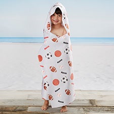 All About Sports Personalized Kids Hooded Beach & Pool Towel - 24396