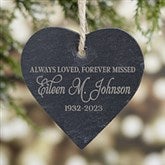Memorial Engraved Heart Slate Ornament - 24512