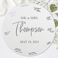 Wedding Guest Book Alternative Personalized Round Wood Sign - 24536