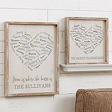 Personalized Wall Art With Names - Rustic Farmhouse Heart - 24548
