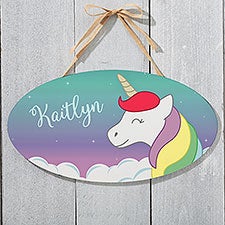 Personalized Unicorn Oval Wood Sign - 24550
