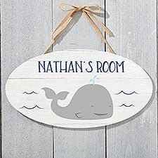 Whale Personalized Oval Wood Sign - 24551