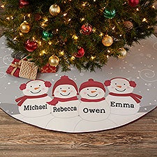 Snowman Family Character Personalized Christmas Tree Skirt - 24595