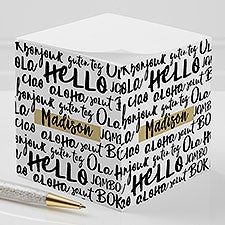 Around The World Hello Personalized Paper Note Cube - 24631