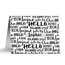 Around The World Hello Personalized Note Cards - 24655