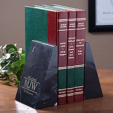 Engraved Marble Bookends - Executive Monogram Style - 2468