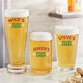 Holiday Cheer Personalized Beer Glasses - 24721