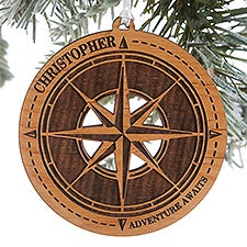 Custom Engraved Wooden Compass Christmas Ornaments - 24816